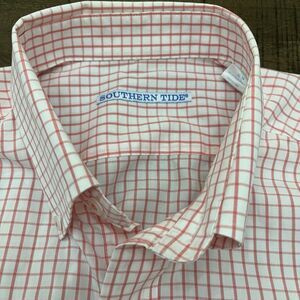 Southern Tide Men Long Sleeve Button‎ Down Size Medium Dress Pink White Cotton